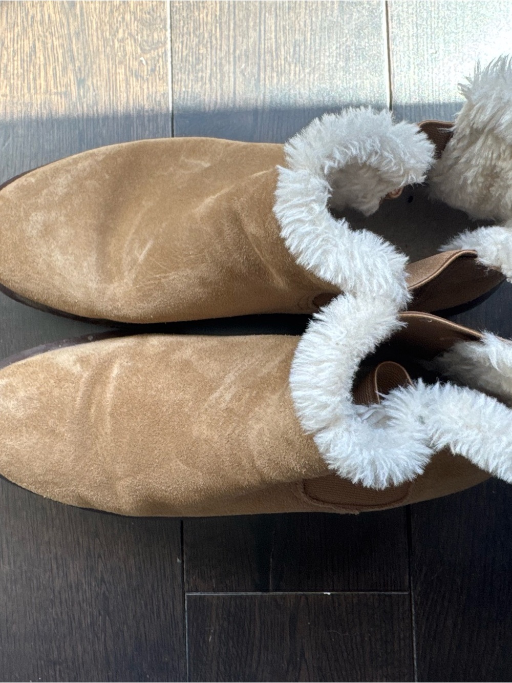 Madewell Tan Suede Fur Lined Chelsea Booties - Picture 4 of 7